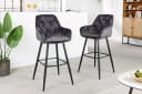 riess-ambiente Barhocker MILANO Grau Schwarz Samt Metallgestell mit Lehne Bild 1