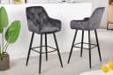 riess-ambiente Barhocker MILANO Grau Schwarz Samt Metallgestell mit Lehne Bild 2