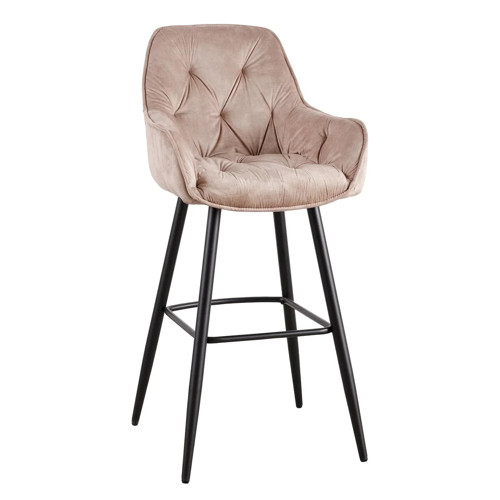 riess-ambiente Barhocker MILANO Champagner/Schwarz Samt mit Lehne