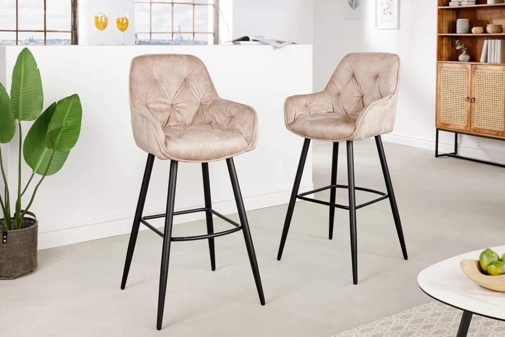 riess-ambiente Barhocker MILANO Champagner/Schwarz Samt mit Lehne - Bild 2