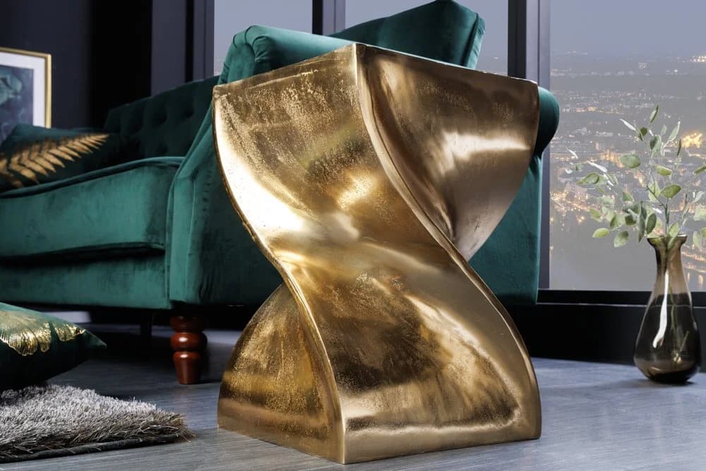 riess-ambiente Beistelltisch TWIST 45cm Gold Handmade Aluminium Hocker - Bild 2