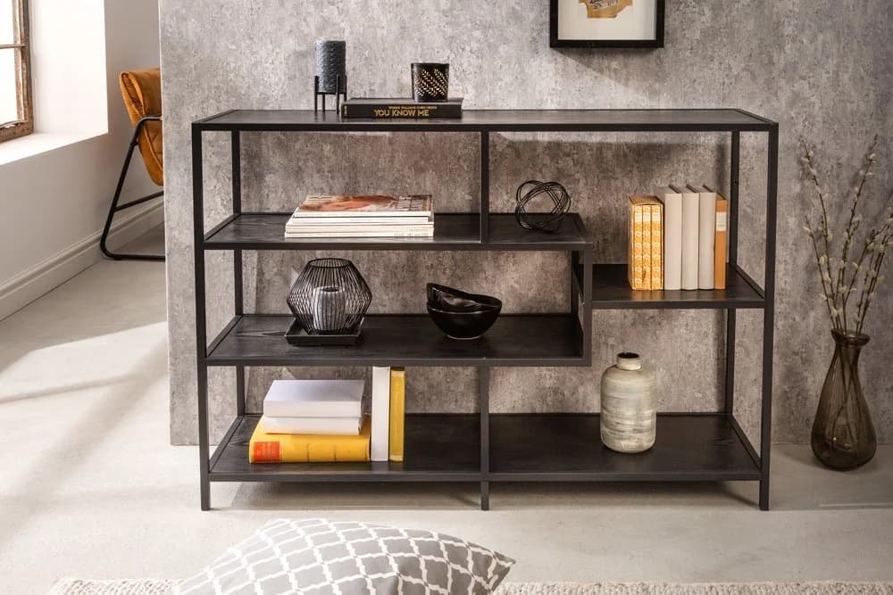 riess-ambiente Standregal SLIM LINE 115cm schwarz Industrial Design Metall