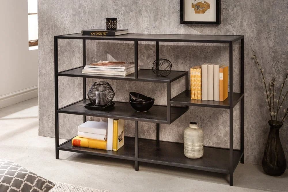 riess-ambiente Standregal SLIM LINE 115cm schwarz Industrial Design Metall - Bild 2