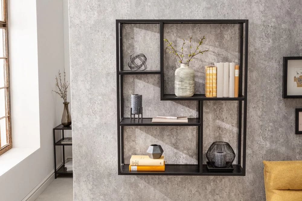 riess-ambiente Wandregal SLIM LINE 95cm Schwarz Industrial 5 Fächer