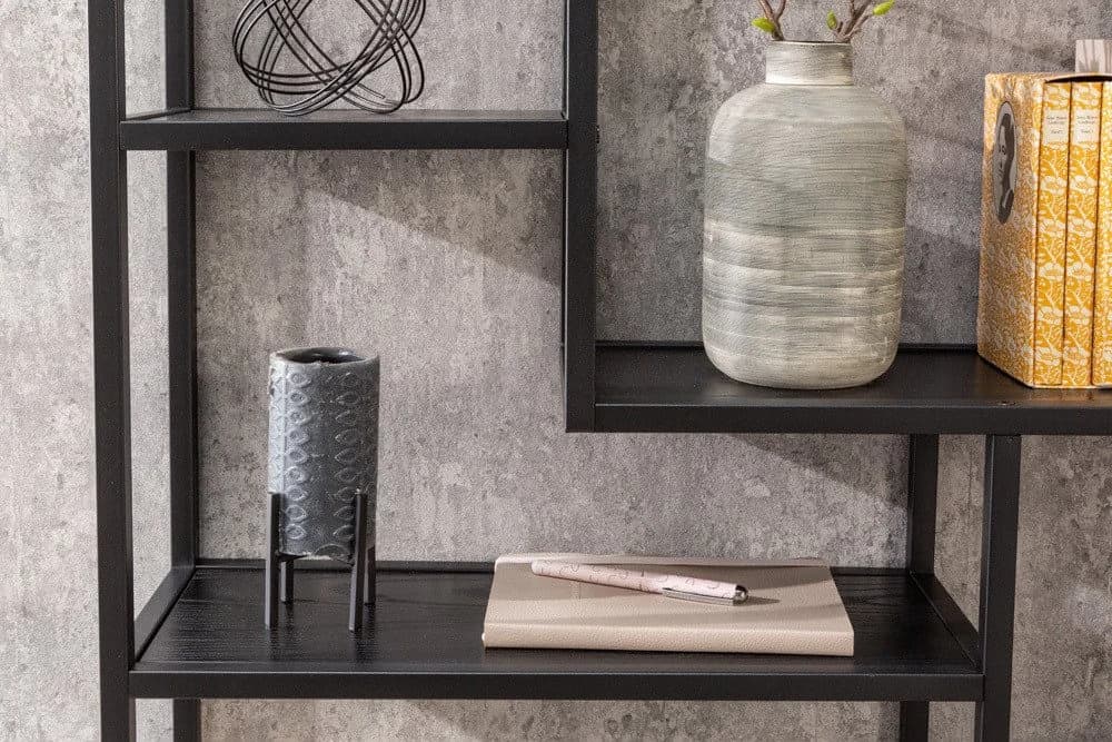 riess-ambiente Wandregal SLIM LINE 95cm Schwarz Industrial 5 Fächer - Bild 5