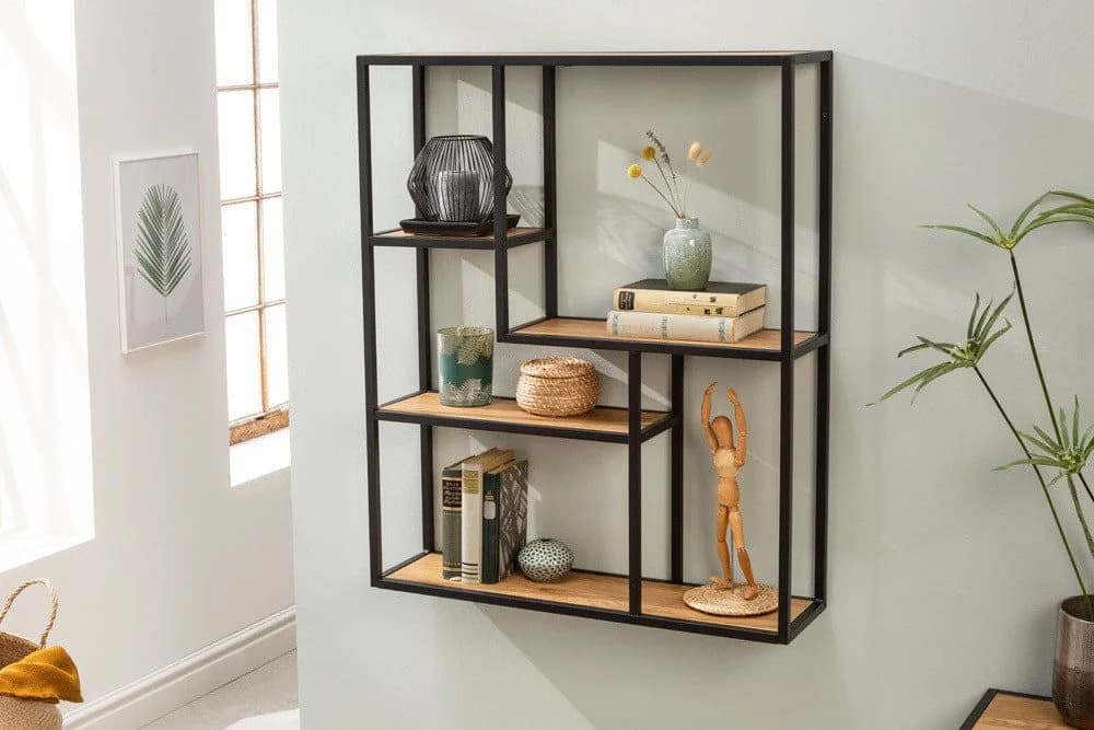 riess-ambiente Wandregal SLIM LINE 95cm Natur/Schwarz Industrial 5 Fächer - Bild 2
