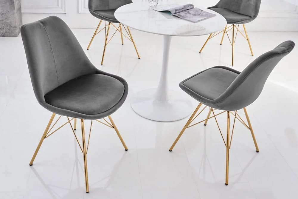 riess-ambiente Polsterstuhl SCANDINAVIA MEISTERSTÜCK Samt grau/gold - Bild 3