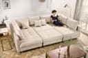 riess-ambiente Wohnlandschaft KENT 305cm Champagner Beige Samt Federkern U-Form Bild 3