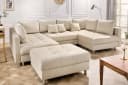 riess-ambiente Wohnlandschaft KENT 305cm Champagner Beige Samt Federkern U-Form Bild 4