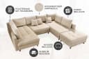 riess-ambiente Wohnlandschaft KENT 305cm Champagner Beige Samt Federkern U-Form Bild 5