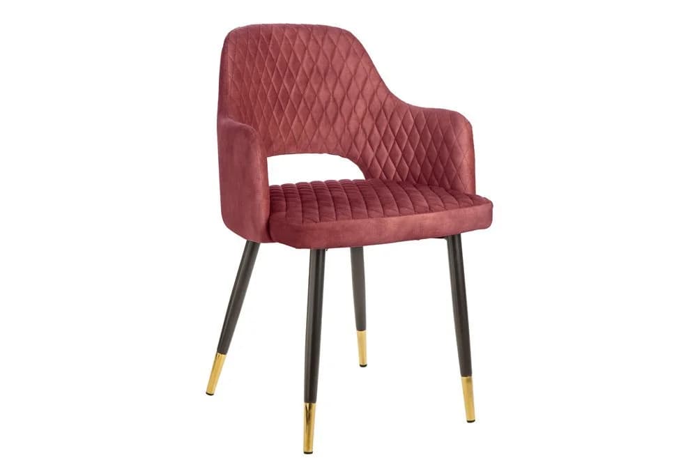 riess-ambiente Esszimmerstuhl PARIS Samt mit Armlehne Bordeaux/Gold