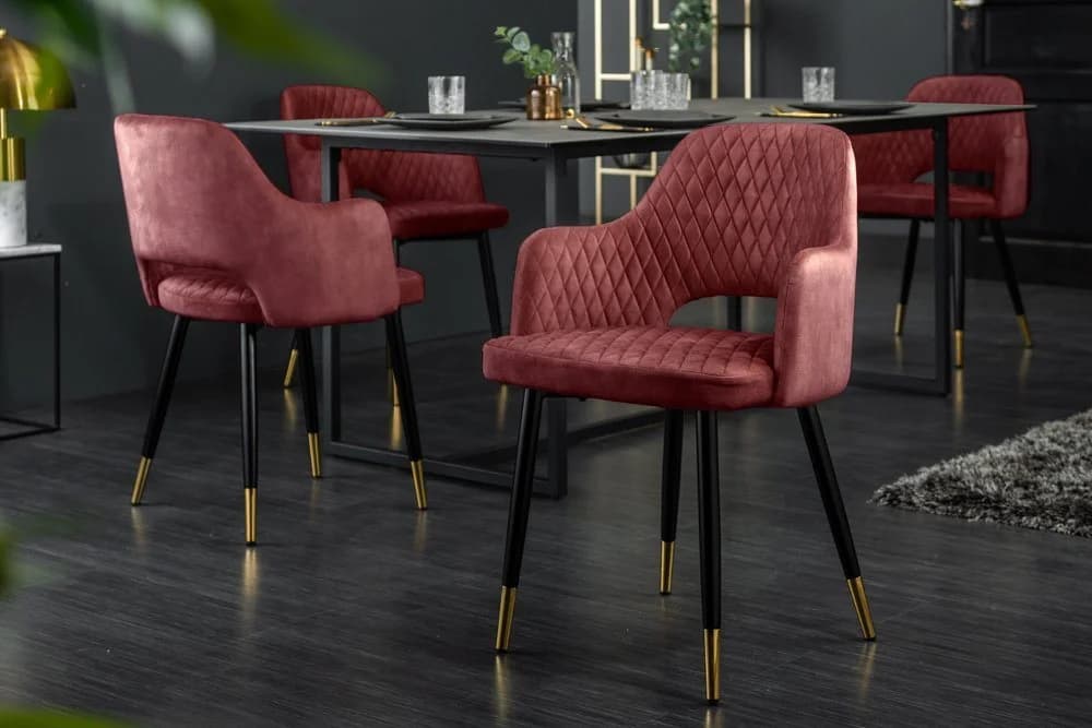 riess-ambiente Esszimmerstuhl PARIS Samt mit Armlehne Bordeaux/Gold - Bild 3