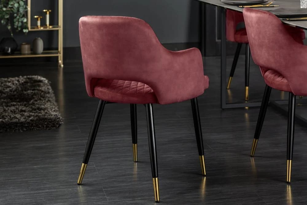 riess-ambiente Esszimmerstuhl PARIS Samt mit Armlehne Bordeaux/Gold - Bild 4