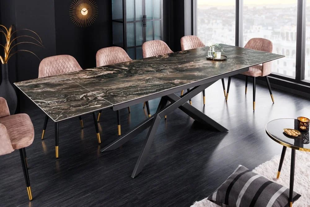 riess-ambiente Esstisch EUPHORIA Keramik Ausziehbar Taupe Schwarz