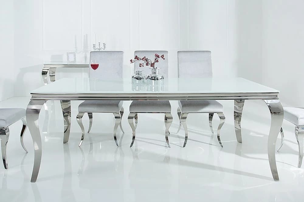 riess-ambiente Esstisch MODERN BAROCK Weiß Silber Opalglas - Bild 2