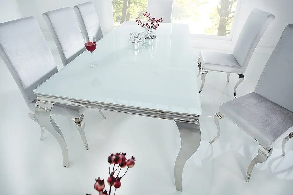 riess-ambiente Esstisch MODERN BAROCK Weiß Silber Opalglas - Bild 3