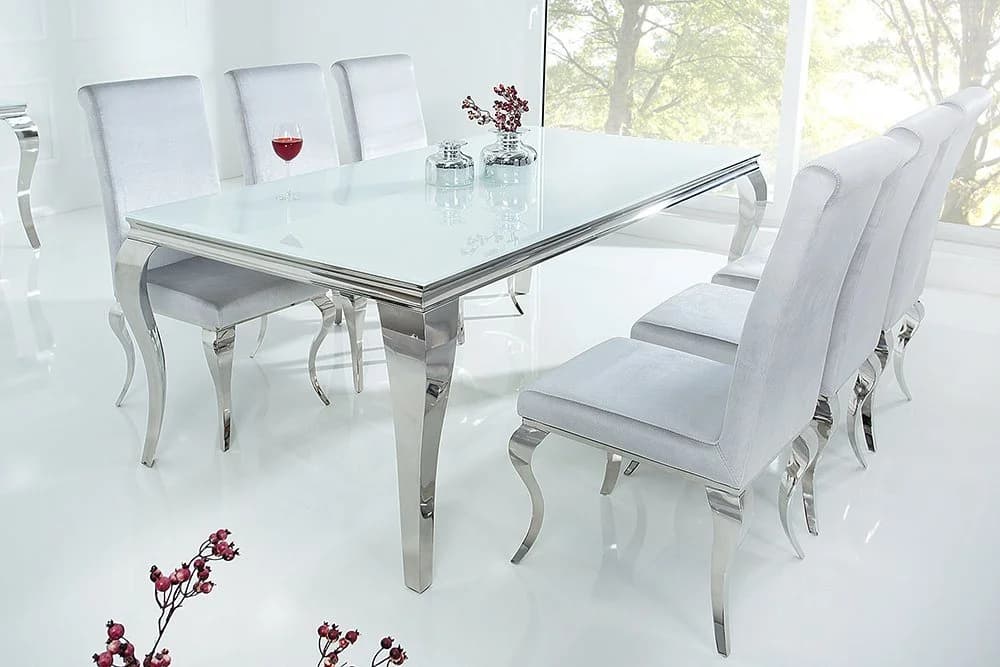 riess-ambiente Esstisch MODERN BAROCK Weiß Silber Opalglas - Bild 4