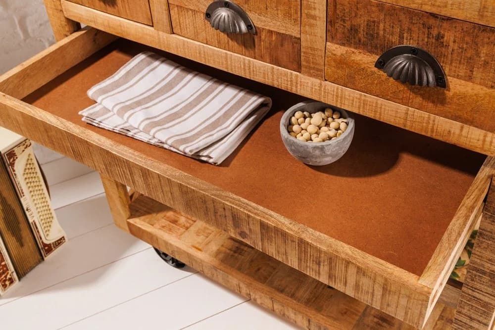riess-ambiente Servierwagen BODEGA 86cm Natur/Mangoholz Weinregal Barschrank - Bild 5