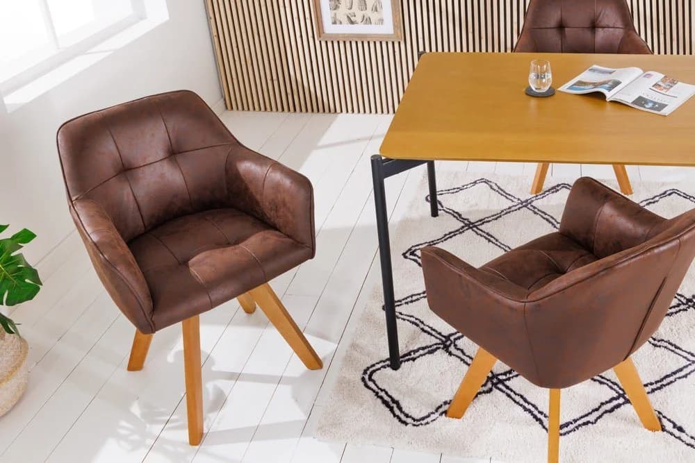 riess-ambiente Esszimmerstuhl LOFT antik braun – Microfaser, drehbar, Buchenholz - Bild 2