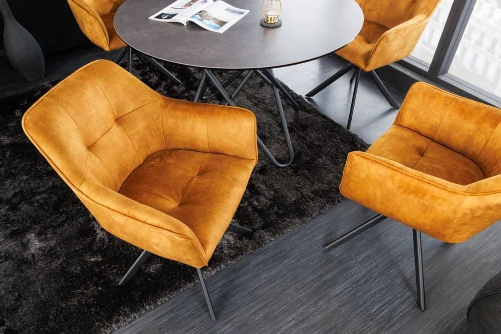 riess-ambiente Esszimmerstuhl LOFT Senfgelb Samt Drehbar Metall - Bild 3