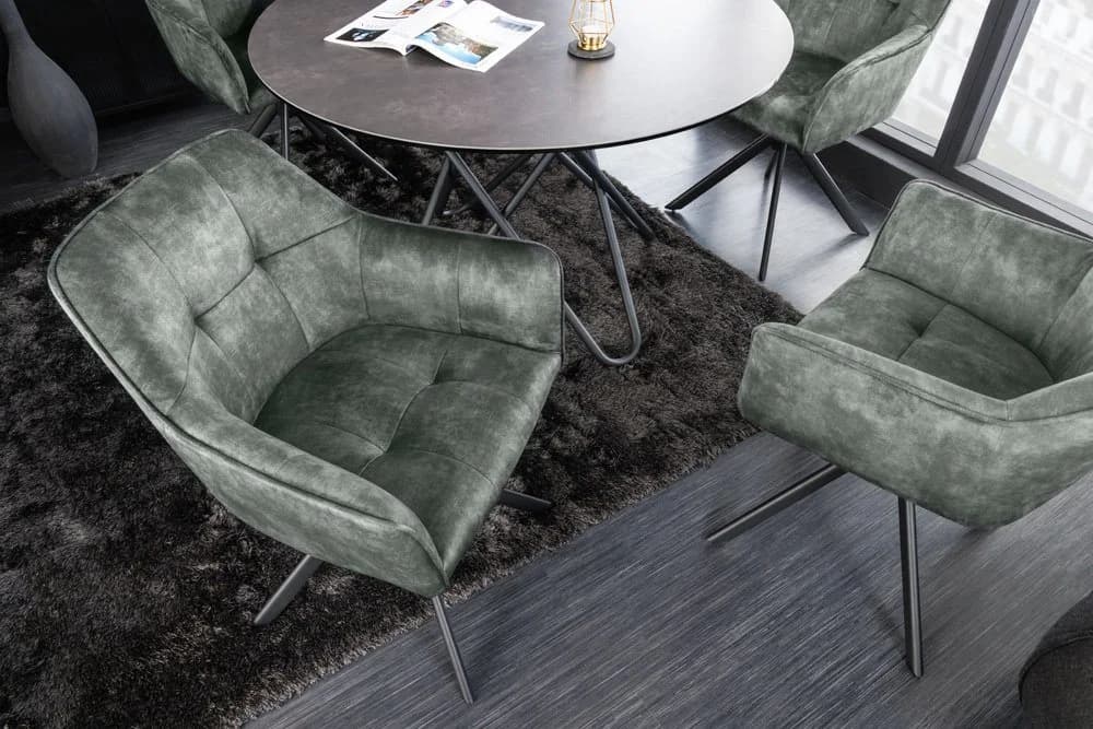riess-ambiente Esszimmerstuhl LOFT Grün/Schwarz Samt Drehbar mit Armlehne - Bild 3