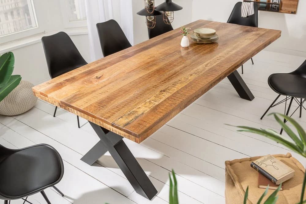 riess-ambiente Esstisch IRON CRAFT Mangoholz massiv X-Gestell Eisen Industrial