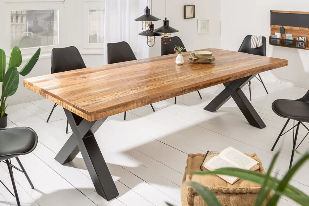 riess-ambiente Esstisch IRON CRAFT Mangoholz massiv X-Gestell Eisen Industrial - Bild 2