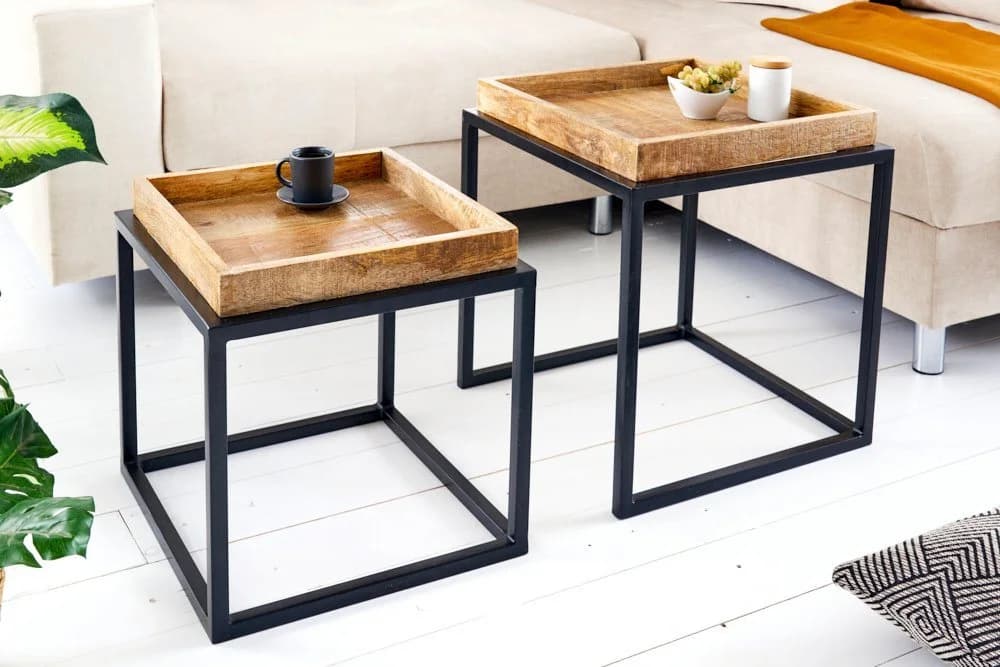 riess-ambiente Beistelltisch SERVITEUR 2er Set Natur/Schwarz Industrial Design - Bild 2