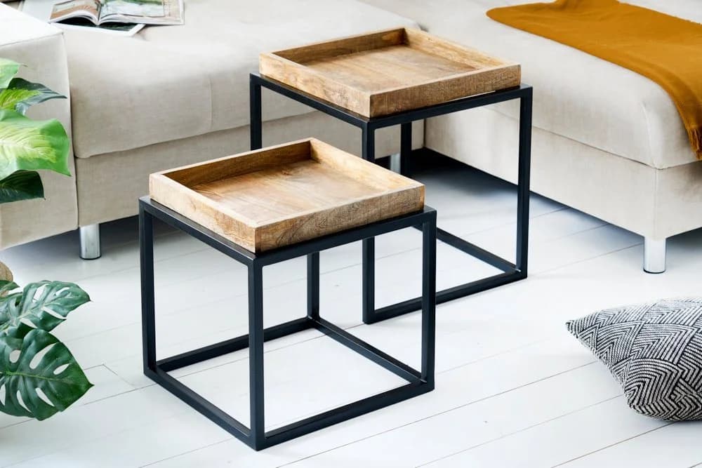 riess-ambiente Beistelltisch SERVITEUR 2er Set Natur/Schwarz Industrial Design - Bild 4