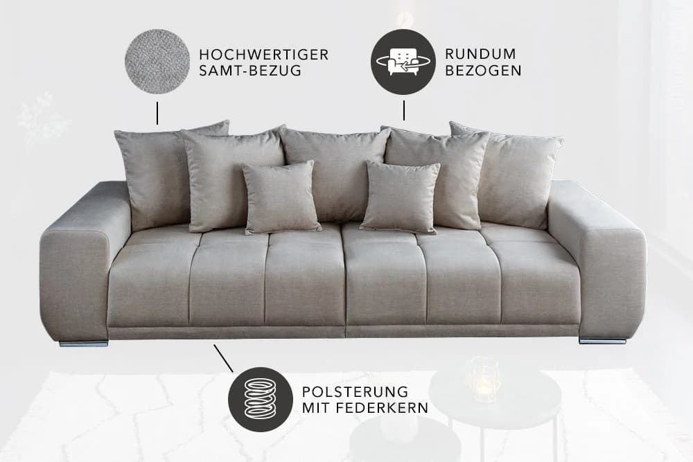 riess-ambiente Big-Sofa ELEGANCIA 285cm Samt Beige - Bild 4