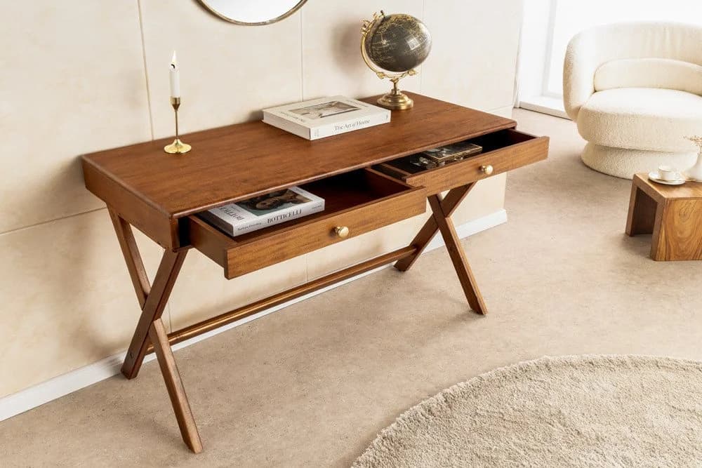 riess-ambiente Konsolentisch SECRETARIO 110cm Braun Akazie-Echtholzfurnier X-Gestell - Bild 4