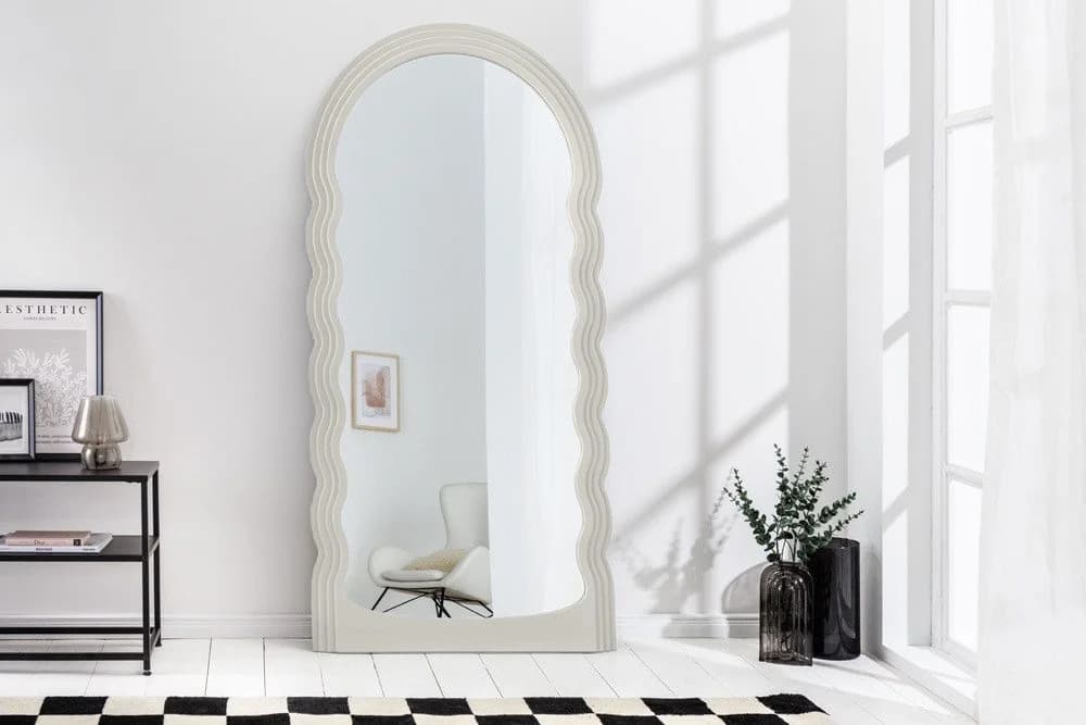 riess-ambiente Wandspiegel WAVE 160cm Weiß Rundbogen Wellenmuster - Bild 2