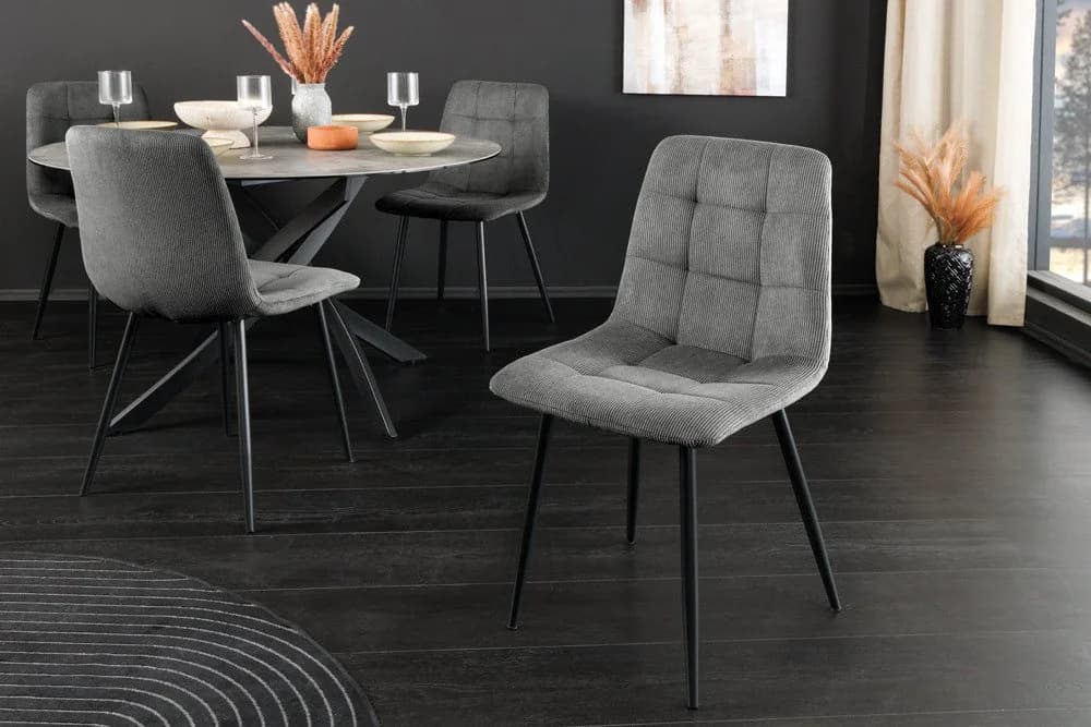 riess-ambiente Esszimmerstuhl TRES CHIC Grau Schwarz Cord Metallbeine Retro - Bild 3