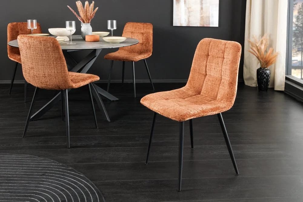 riess-ambiente Esszimmerstuhl TRES CHIC Rost-Braun/Schwarz Chenille Metallbeine Retro gepolstert - Bild 2