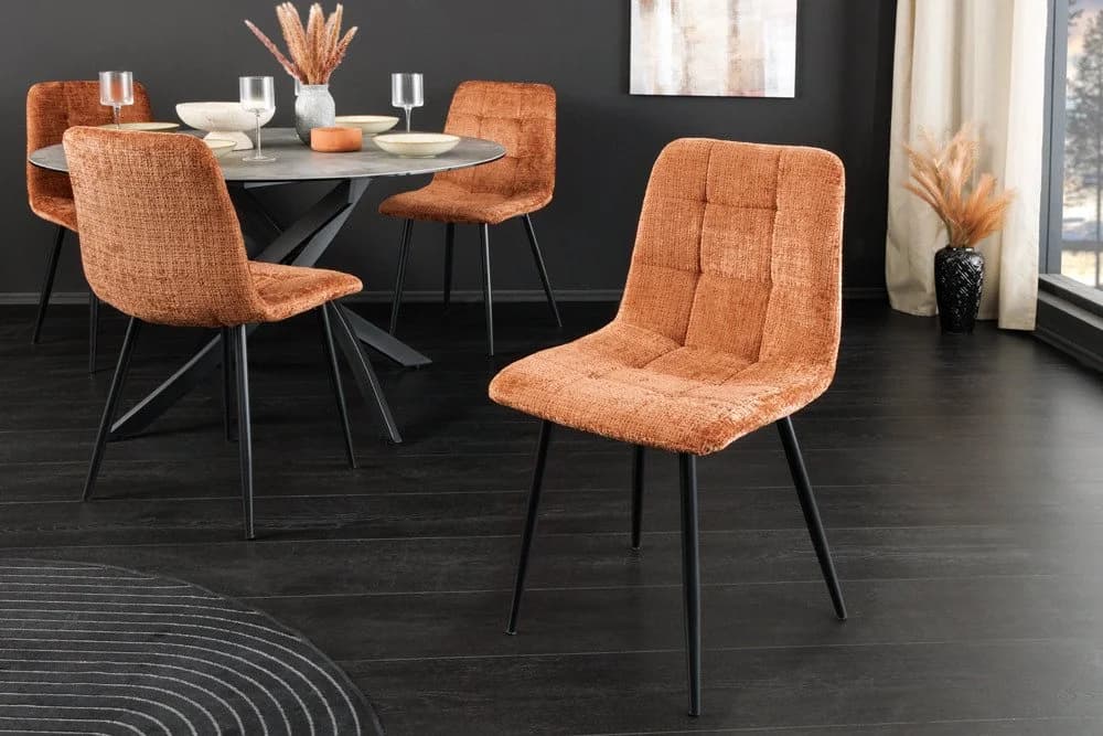riess-ambiente Esszimmerstuhl TRES CHIC Rost-Braun/Schwarz Chenille Metallbeine Retro gepolstert - Bild 3