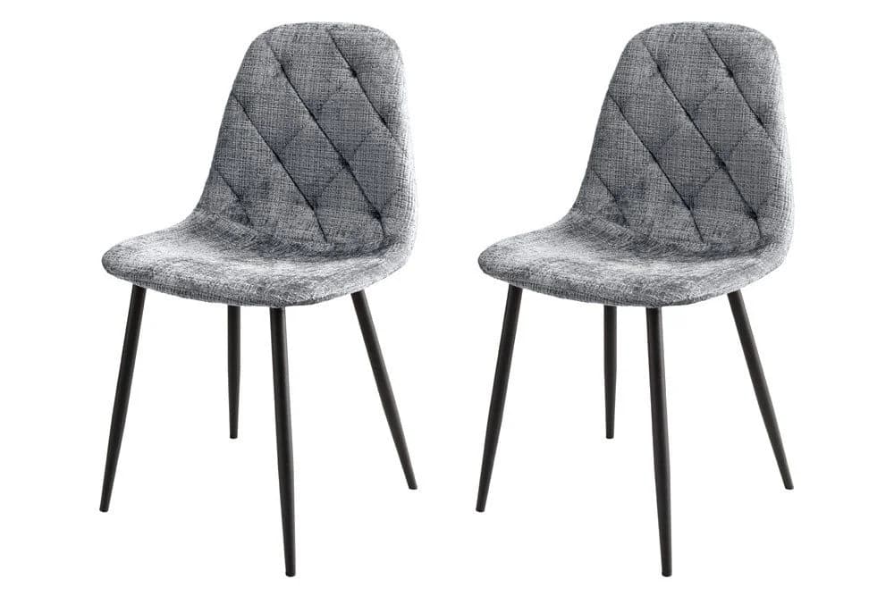 riess-ambiente Esszimmerstuhl GLAMM grau/schwarz Chenille Metallbeine Rautensteppung 2er-Set