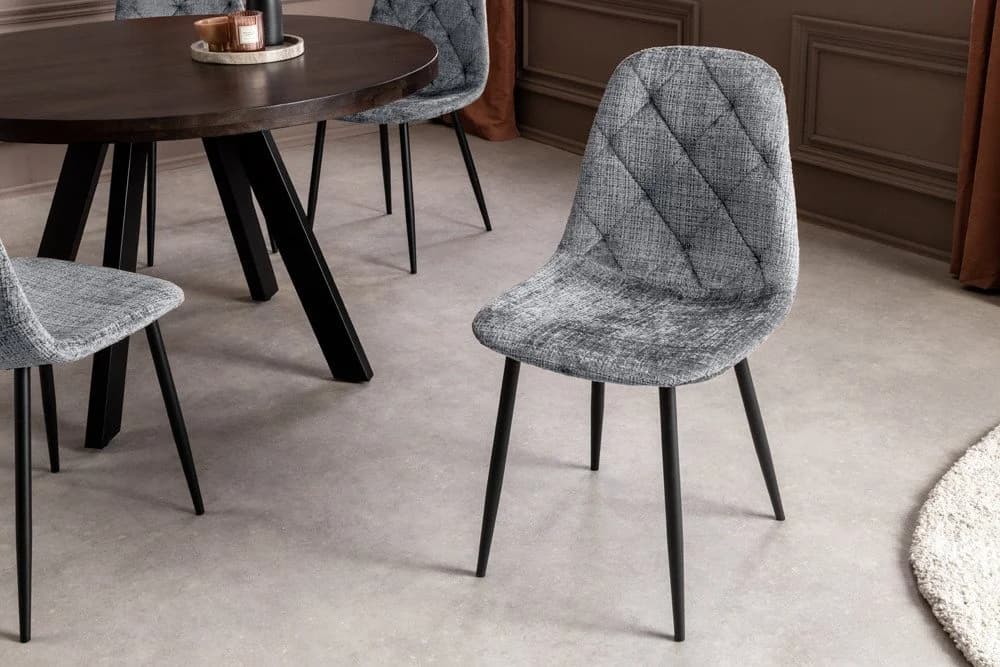 riess-ambiente Esszimmerstuhl GLAMM grau/schwarz Chenille Metallbeine Rautensteppung 2er-Set - Bild 2