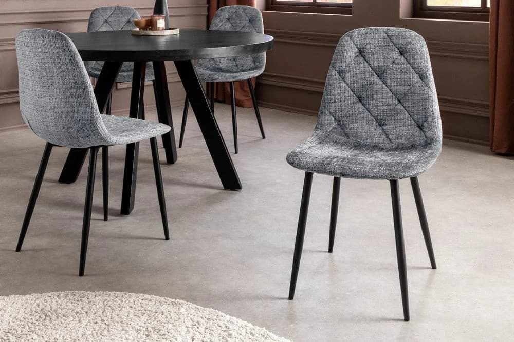 riess-ambiente Esszimmerstuhl GLAMM grau/schwarz Chenille Metallbeine Rautensteppung 2er-Set - Bild 5