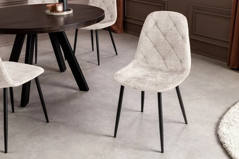 riess-ambiente Esszimmerstuhl GLAMM Champagner Beige Schwarz Chenille Metallbeine 2er Set - Bild 2