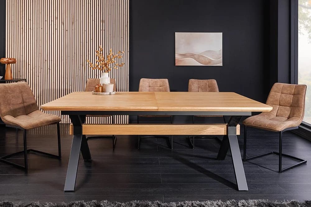 riess-ambiente Esstisch GIANT ausziehbar Eiche Metall X-Gestell - Bild 3