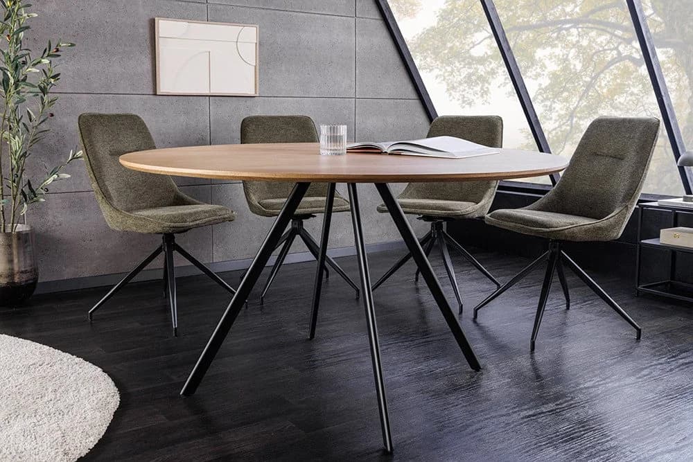 riess-ambiente Esstisch ATELIER 120cm Natur/Schwarz Holz-Optik Metallbeine Rund 4 Personen