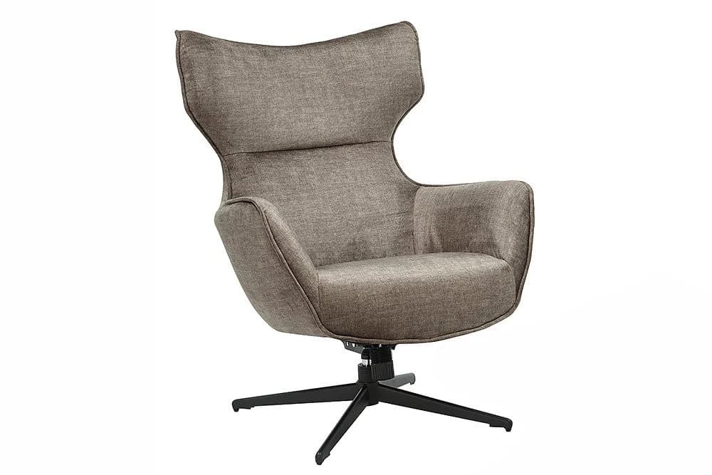 riess-ambiente Ohrensessel VOGUE taupe/schwarz - Samt, Metallbeine, drehbar