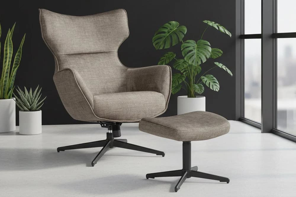 riess-ambiente Ohrensessel VOGUE taupe/schwarz - Samt, Metallbeine, drehbar - Bild 2