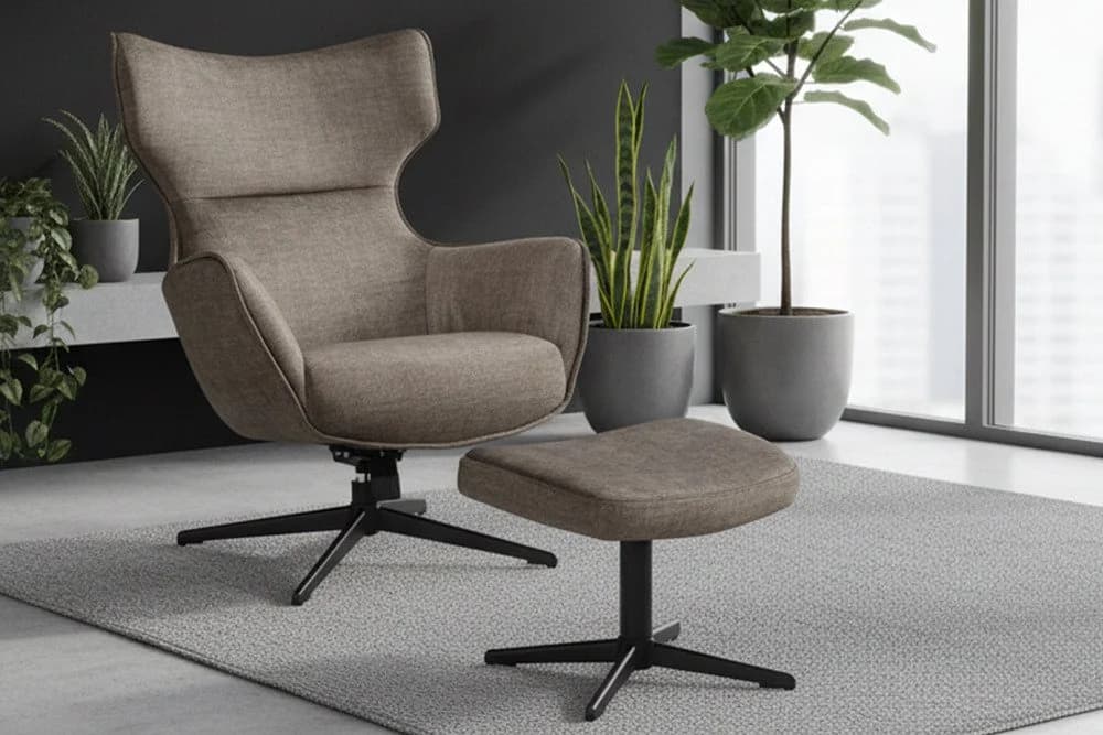 riess-ambiente Ohrensessel VOGUE taupe/schwarz - Samt, Metallbeine, drehbar - Bild 3