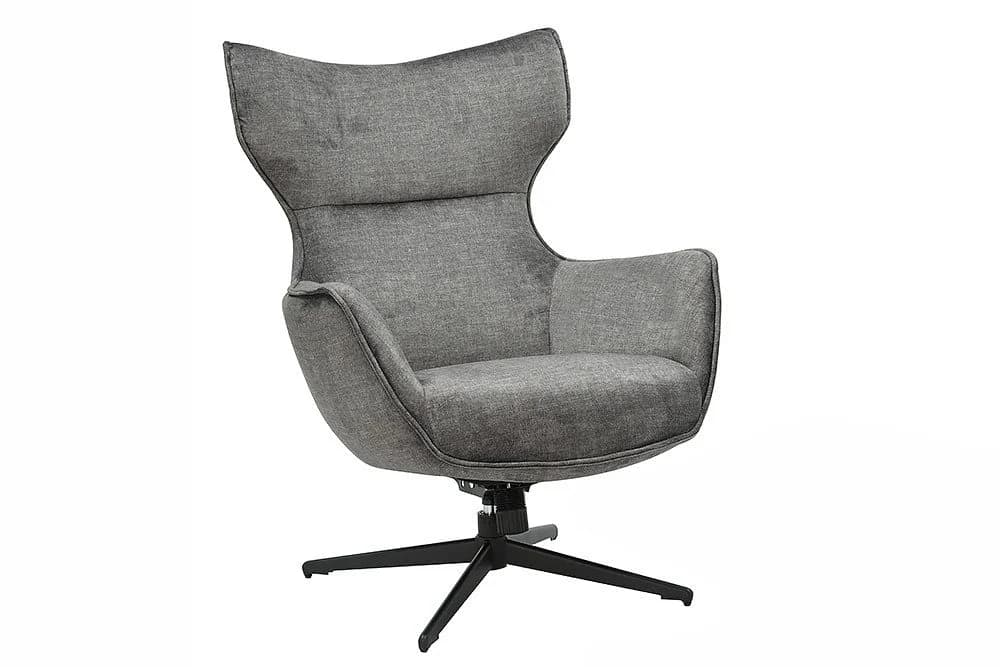 riess-ambiente Ohrensessel VOGUE grau/schwarz Samt Metallbeine 360° drehbar