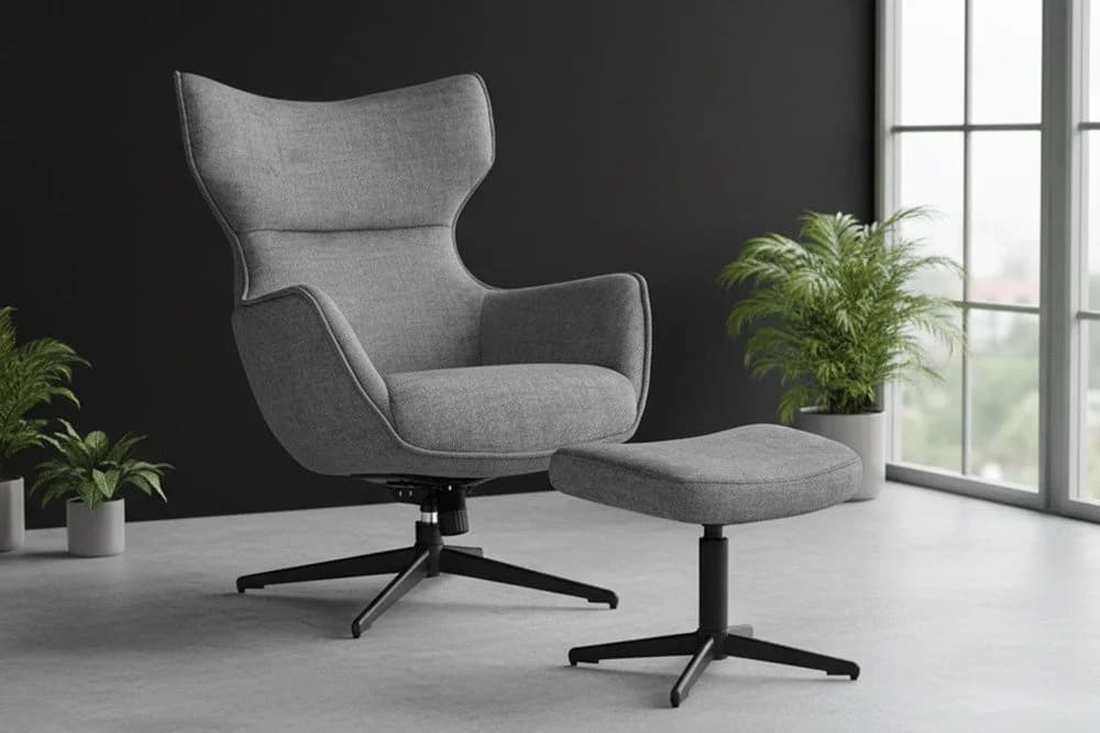riess-ambiente Ohrensessel VOGUE grau/schwarz Samt Metallbeine 360° drehbar - Bild 3