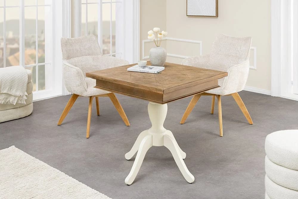 riess-ambiente Bistrotisch HAMPTONS 70cm hellbraun/creme recycelte Pinie 2 Plätze quadratisch