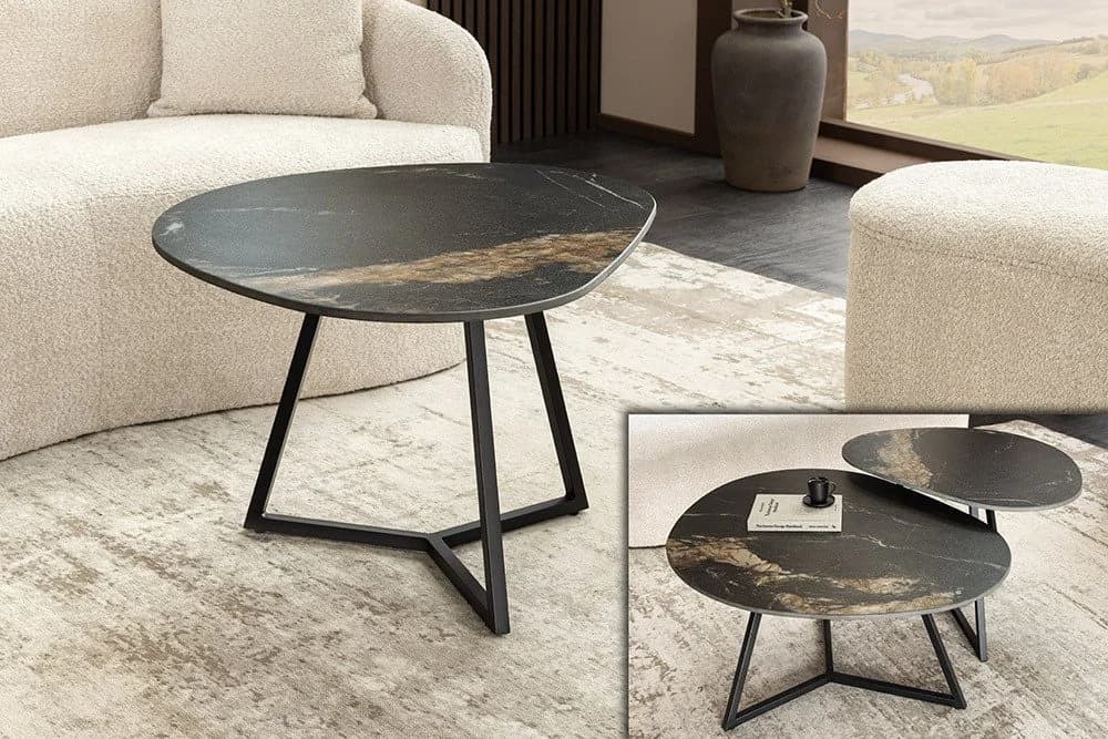 riess-ambiente Couchtisch MARVELOUS 90cm Schwarz Keramik Metallgestell - Bild 2