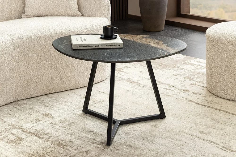 riess-ambiente Couchtisch MARVELOUS 90cm Schwarz Keramik Metallgestell - Bild 3