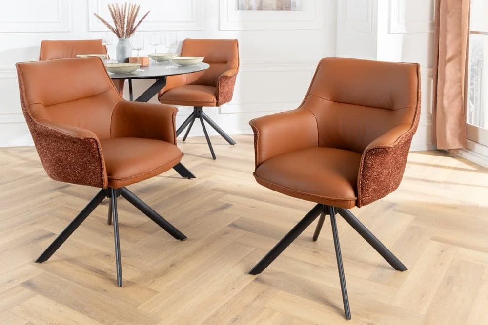 riess-ambiente Drehstuhl LE GRAND cognac Echtleder mit Armlehne - Bild 3